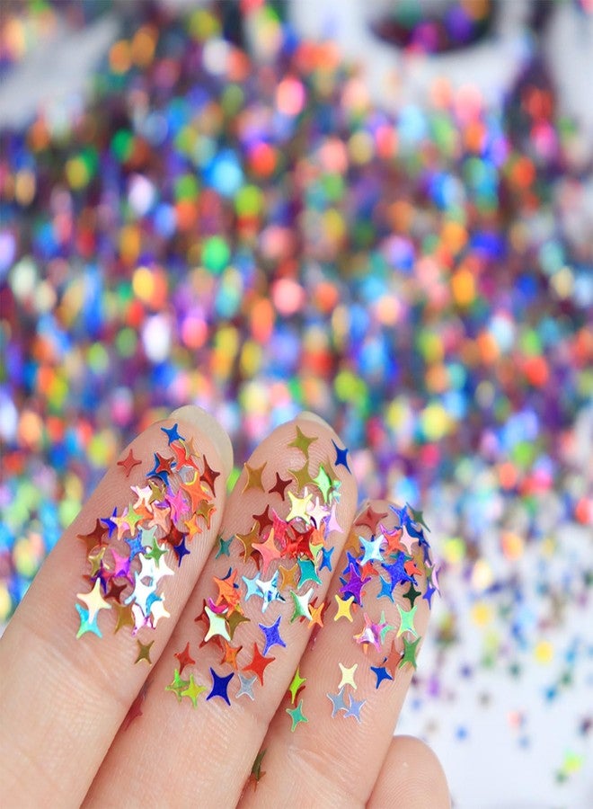 Vopintpy Colorful Star Nails Glitter Sequins Laser Nails Glitter Flakes Design Nail Charms Holographic Mixed Color 3D Confetti Star Nail Sequins for Women - Image 4